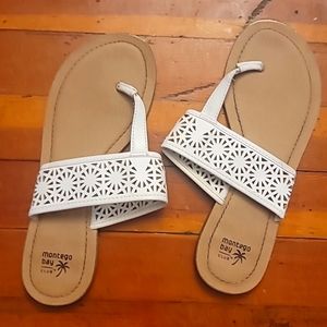 White summer slip on sandals